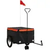 Image de vidaXL Remorque vélo noir et orange 45 kg Fer