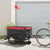 Image de vidaXL Remorque vélo noir et rouge 45 kg Fer