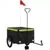 Image de vidaXL Remorque vélo noir et vert 45 kg Fer