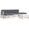 Image de vidaXL Ensemble salon de jardin 6 pièces avec coussins blanc bois massif