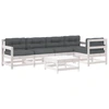 Image de vidaXL Ensemble salon de jardin 6 pièces avec coussins blanc bois massif
