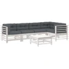 Image de vidaXL Ensemble salon de jardin 6 pièces avec coussins blanc bois massif