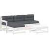 Image de vidaXL Ensemble salon de jardin 5 pièces avec coussins blanc bois massif