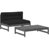 Image de vidaXL Ensemble salon de jardin 2 pièces avec coussins Gris Bois massif