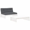 Image de vidaXL Ensemble salon de jardin 2 pièces avec coussins blanc bois massif