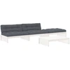 Image de vidaXL Ensemble salon de jardin 4 pièces avec coussins blanc bois massif