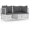 Image de vidaXL Ensemble salon de jardin 2 pièces avec coussins Blanc Acier