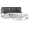 Image de vidaXL Ensemble de salon de jardin 3 pièces avec coussins Blanc Acier