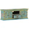 Image de vidaXL Armoire TV bleue 110x30x40 cm bois massif mangue
