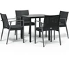 Image de vidaXL Ensemble de jardin 5 pièces avec coussins Poly rotin et acier