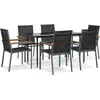 Image de vidaXL Ensemble de jardin 7 pièces noir Textilène et acier