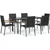 Image de vidaXL Ensemble de jardin 7 pièces noir Textilène et acier