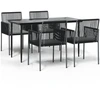 Image de vidaXL Ensemble de jardin 5 pièces avec coussins Noir Poly Rattan & Acier