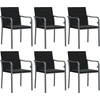 Image de vidaXL Chaises de jardin avec coussins 6 pcs. noir 56x59x84 cm Poly rotin