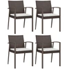 Image de vidaXL Chaises de jardin avec coussins 4 pcs. Marron 56,5x57x83 cm Poly rotin