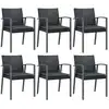 Image de vidaXL Chaises de jardin avec coussins 6 pcs. noir 56,5x57x83cm Poly rotin