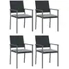 Image de vidaXL Chaises de jardin avec coussins 4 pcs. noir 54x62,5x89cm Poly rotin