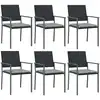 Image de vidaXL Chaises de jardin avec coussins 6 pcs. noir 54x62,5x89cm Poly rotin