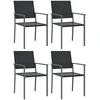 Image de vidaXL Chaises de jardin 4 pcs. noir 54x62,5x89 cm Poly rotin