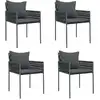 Image de vidaXL Chaises de jardin avec coussins 4 pcs. noir 54x61x83 cm Poly rotin