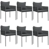 Image de vidaXL Chaises de jardin avec coussins 6 pcs. noir 54x61x83 cm Poly rotin
