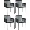 Image de vidaXL Chaises de jardin avec coussins 4 pcs. noir 54x60,5x83,5 cm