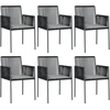Image de vidaXL Chaises de jardin avec coussins 6 pcs. noir 54x60,5x83,5 cm