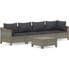 Image de vidaXL Ensemble de salon de jardin 5 pièces avec coussins Gris Poly rotin