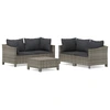 Image de vidaXL Ensemble de salon de jardin 5 pièces avec coussins Gris Poly rotin
