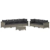 Image de vidaXL Ensemble salon de jardin 8 pièces avec coussins Gris Poly rotin