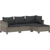 Image de vidaXL Ensemble salon de jardin 4 pièces avec coussins Gris Poly rotin