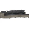 Image de vidaXL Ensemble de salon de jardin 5 pièces avec coussins Gris Poly rotin