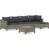Image de vidaXL Ensemble salon de jardin 6 pièces avec coussins Gris Poly rotin