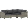 Image de vidaXL Ensemble salon de jardin 4 pièces avec coussins Gris Poly rotin