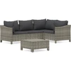 Image de vidaXL Ensemble de salon de jardin 5 pièces avec coussins Gris Poly rotin