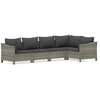 Image de vidaXL Ensemble de salon de jardin 5 pièces avec coussins Gris Poly rotin