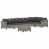 Image de vidaXL Ensemble de salon de jardin 7 pièces avec coussins Gris Poly rotin