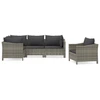 Image de vidaXL Ensemble de salon de jardin 5 pièces avec coussins Gris Poly rotin