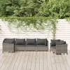 Image de vidaXL Ensemble de salon de jardin 7 pièces avec coussins Gris Poly rotin