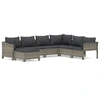 Image de vidaXL Ensemble de salon de jardin 7 pièces avec coussins Gris Poly rotin