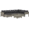 Image de vidaXL Ensemble salon de jardin 8 pièces avec coussins Gris Poly rotin