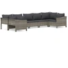 Image de vidaXL Ensemble de salon de jardin 7 pièces avec coussins Gris Poly rotin