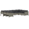 Image de vidaXL Ensemble de salon de jardin 9 pièces avec coussins Gris Poly rotin