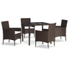 Image de vidaXL Ensemble de jardin 5 pièces avec coussins Marron Poly rotin