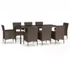 Image de vidaXL Salon de jardin 9 pièces avec coussins Marron Poly rotin
