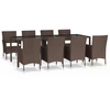 Image de vidaXL Salon de jardin 9 pièces avec coussins Marron Poly rotin