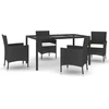 Image de vidaXL Ensemble de jardin 5 pièces avec coussins Noir Poly Rattan