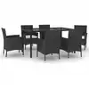 Image de vidaXL Ensemble de jardin 7 pièces avec coussins Noir Poly Rattan