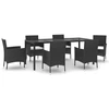Image de vidaXL Ensemble de jardin 7 pièces avec coussins Noir Poly Rattan