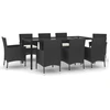 Image de vidaXL Salon de jardin 9 pièces avec coussins noir poly rotin